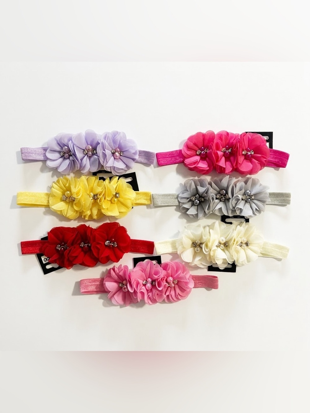 Set of 7 Floral Hair Studded Accessory Headbands, Multicolor